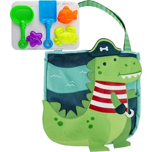 image:imageStephen Joseph Beach Tote with Sand Toys  Toddler and Baby Beach Toys Travel Friendly Beach Set 6 Piece Beach Play Set Beach Bag with Sand Toys for Toddlers and Kids TurtleDino Pirate