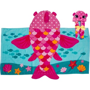 image:imageStephen Joseph Kids Hooded Beach Towel for Girls amp Boys 38 Years Toddler Poncho Bath Towel with Hood Soft Absorbent Cotton Large 46x 235 FishFish