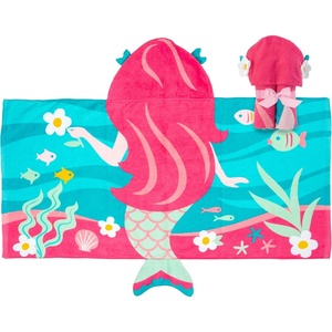 image:imageStephen Joseph Kids Hooded Beach Towel for Girls amp Boys 38 Years Toddler Poncho Bath Towel with Hood Soft Absorbent Cotton Large 46x 235 FishMermaid