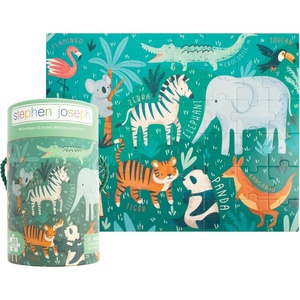 image:imageStephen Joseph Educational Puzzle with Canister 48Piece Animal Puzzle Learning Animal Puzzle for Kids Ages 3 4 5 Animal KingdomAnimal Kingdom