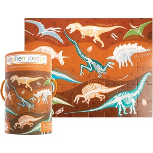 image:imageStephen Joseph Educational Puzzle with Canister 48Piece Animal Puzzle Learning Animal Puzzle for Kids Ages 3 4 5 Animal KingdomDinosaur Fossil