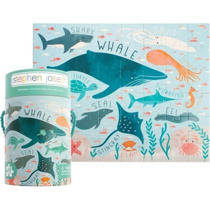 image:imageStephen Joseph Educational Puzzle with Canister 48Piece Animal Puzzle Learning Animal Puzzle for Kids Ages 3 4 5 Animal KingdomSea Life