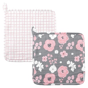 image:imageStephen Joseph Baby and Toddler Washcloths Muslin Washcloth 10x10 inches  Dino Set of 2Charcoal Flower